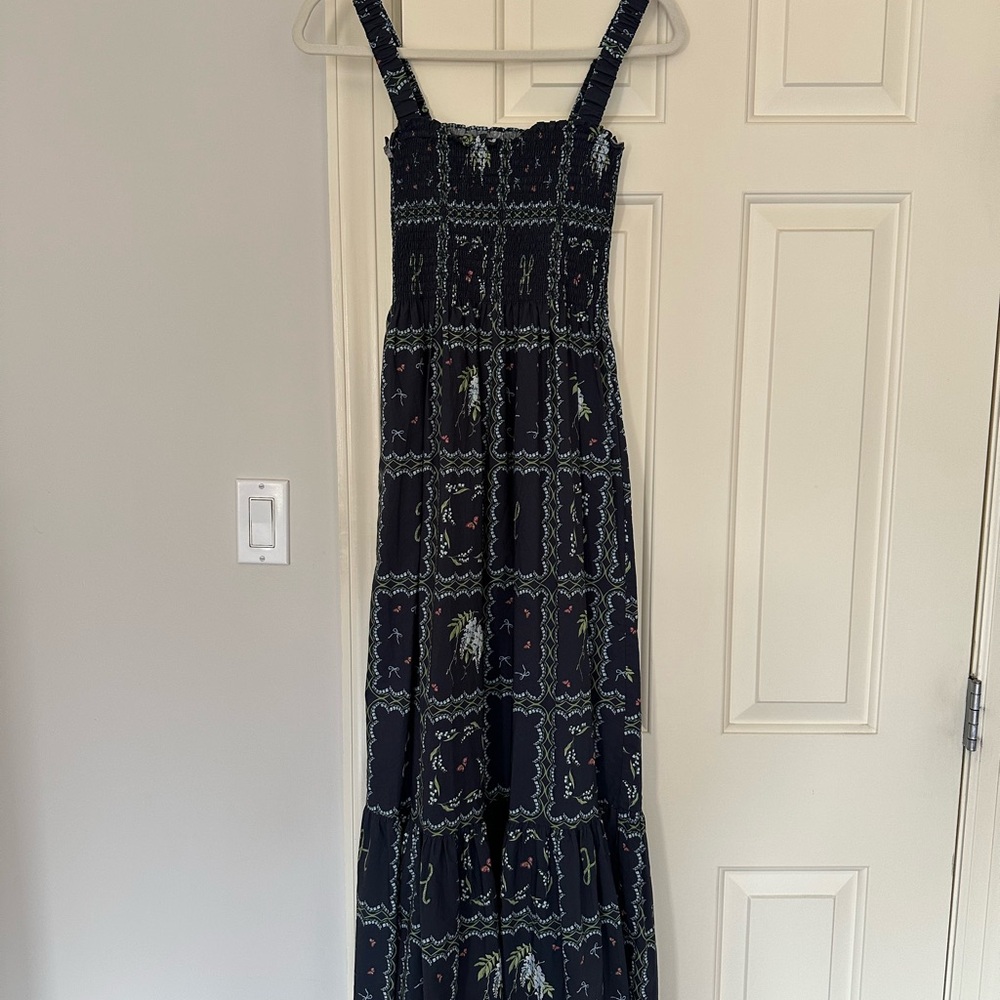 Hill House Navy Patterned Maxi Dress